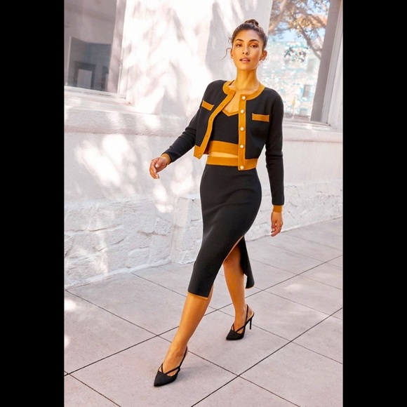 JustFab Other - NWOT JustFab Three Piece Knit Set in Size M: Midi Skirt, Crop Top, and Cardigan